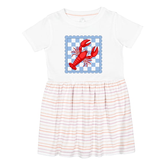 Inktastic Lobster Checkered Stamp Coastal Girls Toddler Dress