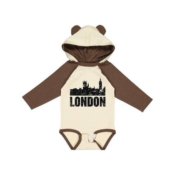 Inktastic London England City Skyline with Grunge Boys or Girls Long Sleeve Baby Bodysuit
