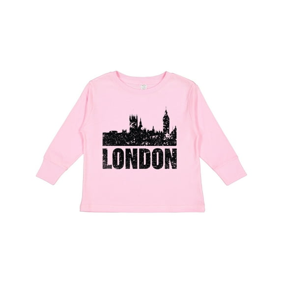 Inktastic London England City Skyline with Grunge Boys or Girls Long Sleeve Toddler T-Shirt