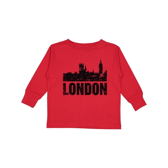Inktastic London England City Skyline with Grunge Boys or Girls Long Sleeve Toddler T-Shirt