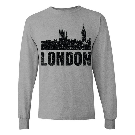 Inktastic London England City Skyline with Grunge Long Sleeve T-Shirt