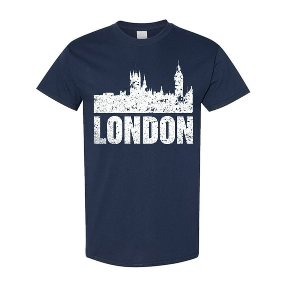 Inktastic London England City Skyline with Grunge T-Shirt