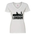 thumbnail image 1 of Inktastic London England City Skyline with Grunge Women's V-Neck T-Shirt, 1 of 5