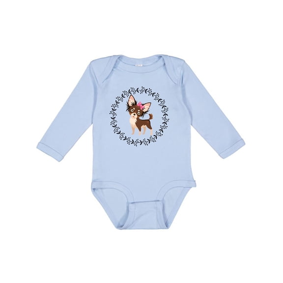 Inktastic Long Haired Chihuahua Dog Girls Long Sleeve Baby Bodysuit