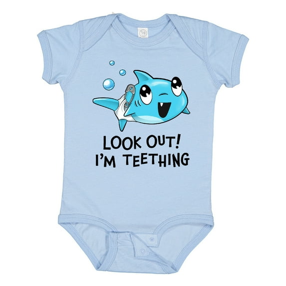 Inktastic Look Out I'm Teething Cute Shark Boys or Girls Baby Bodysuit