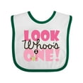thumbnail image 1 of Inktastic Look Who is One Owl Girls Baby Bib, 1 of 4
