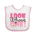 thumbnail image 1 of Inktastic Look Who is One Owl Girls Baby Bib, 1 of 4