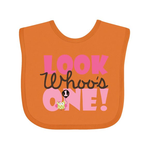 Inktastic Look Who is One Owl Girls Baby Bib