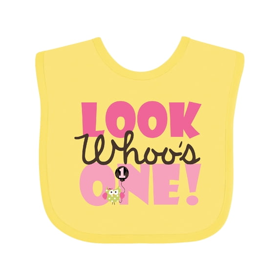 Inktastic Look Who is One Owl Girls Baby Bib