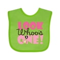 thumbnail image 1 of Inktastic Look Who is One Owl Girls Baby Bib, 1 of 4