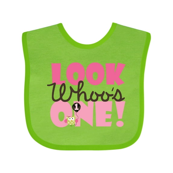 Inktastic Look Who is One Owl Girls Baby Bib