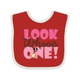 thumbnail image 1 of Inktastic Look Who is One Owl Girls Baby Bib, 1 of 4