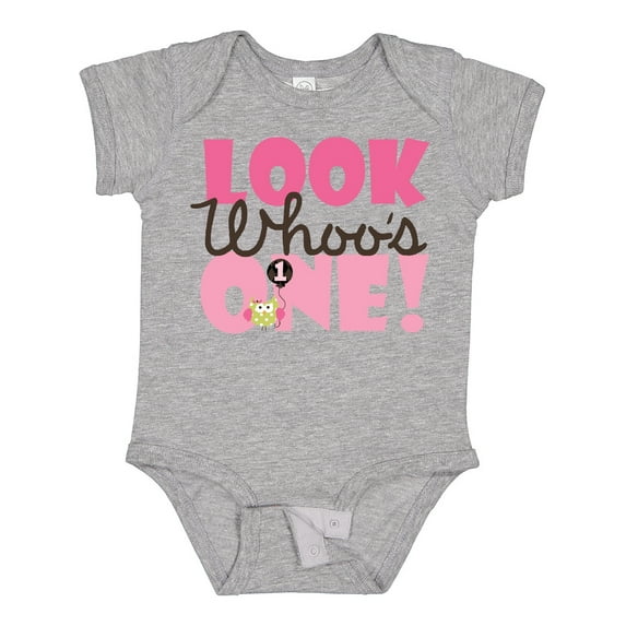 Inktastic Look Who is One Owl Girls Baby Bodysuit