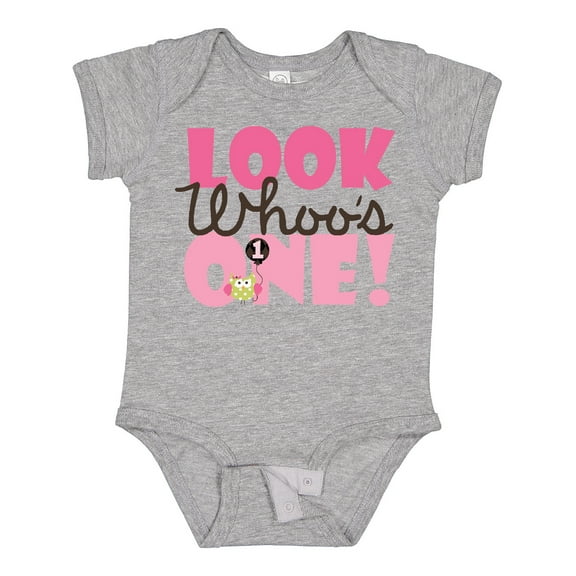 Inktastic Look Who is One Owl Girls Baby Bodysuit