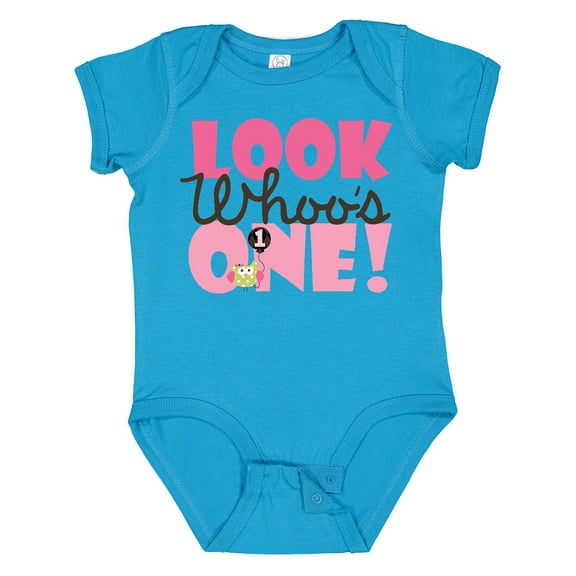 Inktastic Look Who is One Owl Girls Baby Bodysuit