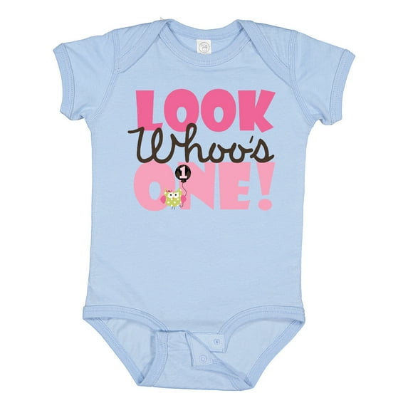Inktastic Look Who is One Owl Girls Baby Bodysuit