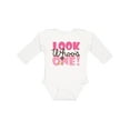 thumbnail image 1 of Inktastic Look Who is One Owl Girls Long Sleeve Baby Bodysuit, 1 of 5
