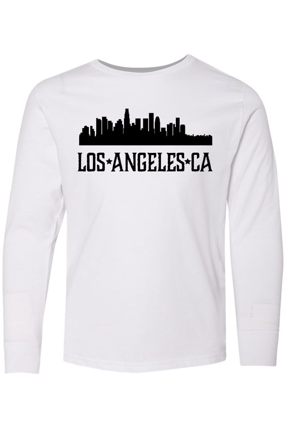 Los Angeles California City Skyline Long Sleeve Youth T-Shirt