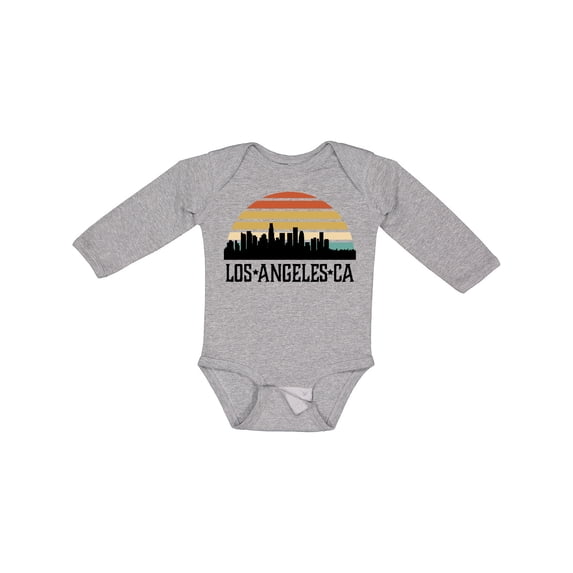 Inktastic Los Angeles California Skyline Retro Boys or Girls Long Sleeve Baby Bodysuit