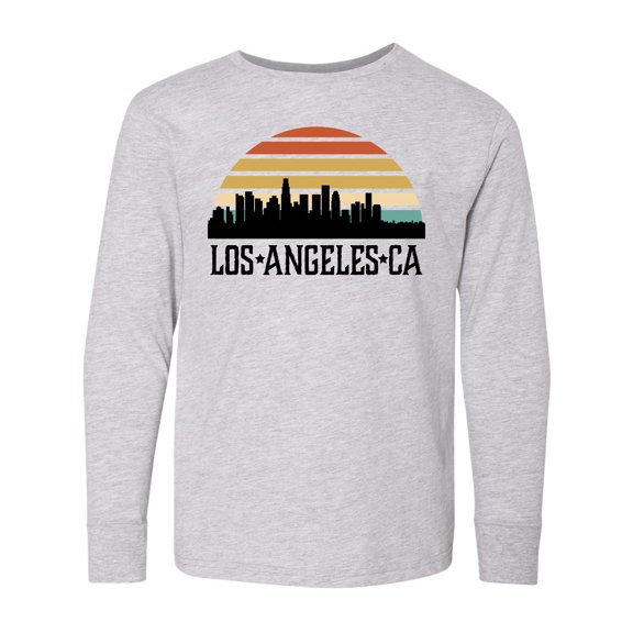 Inktastic Los Angeles California Skyline Retro Long Sleeve Youth T-Shirt