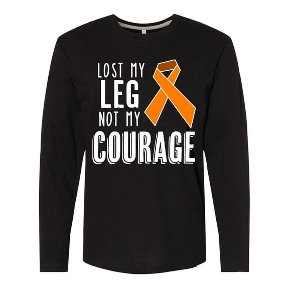 Inktastic Lost My Leg Not My Courage Limb Loss Awareness Orange Ribbon Long Sleeve T-Shirt