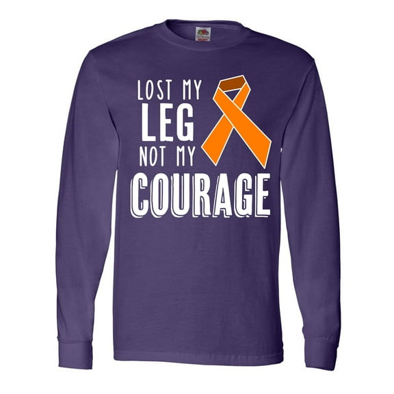 Inktastic Lost My Leg Not My Courage Limb Loss Awareness Orange Ribbon Long Sleeve T-Shirt