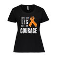 thumbnail image 1 of Inktastic Lost My Leg Not My Courage Limb Loss Awareness Orange Ribbon Women's Plus Size T-Shirt, 1 of 5