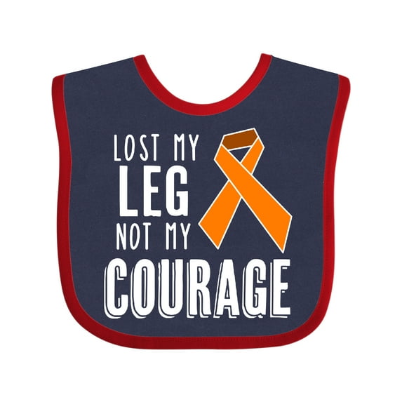 Inktastic Lost my Leg Not my Courage Limb Loss Awareness Orange Ribbon Boys or Girls Baby Bib