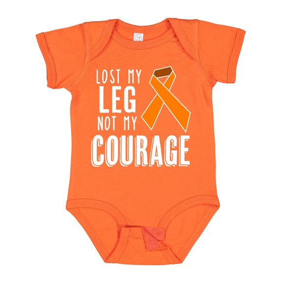 Inktastic Lost my Leg Not my Courage Limb Loss Awareness Orange Ribbon Boys or Girls Baby Bodysuit