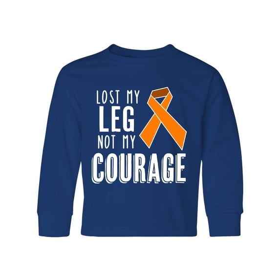 Inktastic Lost my Leg Not my Courage Limb Loss Awareness Orange Ribbon Long Sleeve Youth T-Shirt