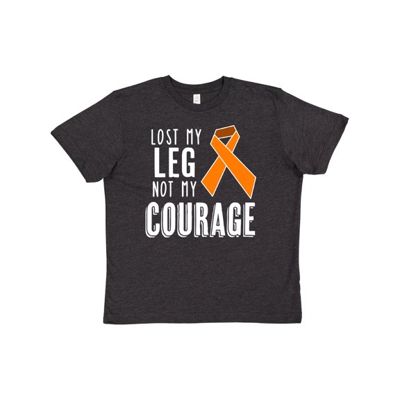 Inktastic Lost my Leg Not my Courage Limb Loss Awareness Orange Ribbon Youth T-Shirt