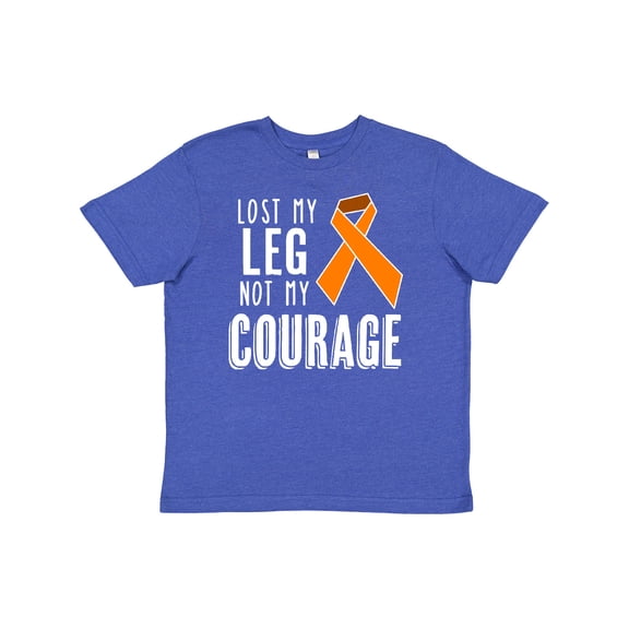 Inktastic Lost my Leg Not my Courage Limb Loss Awareness Orange Ribbon Youth T-Shirt