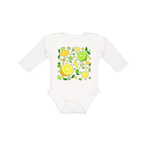 Inktastic Lots of Lemons and Limes Citrus Fun Boys or Girls Long Sleeve Baby Bodysuit