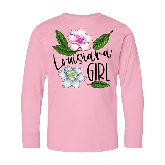 Inktastic Louisiana Girl Magnolia Flowers and Leaves Long Sleeve Youth T-Shirt
