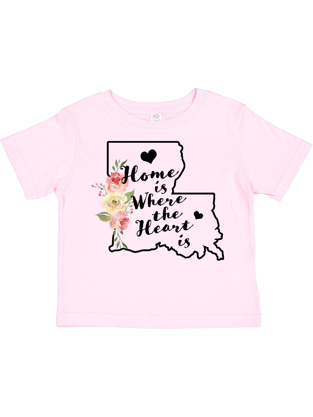 Inktastic Louisiana Home is Where the Heart is with Watercolor Floral Gift  Toddler Boy or Toddler Girl T-Shirt