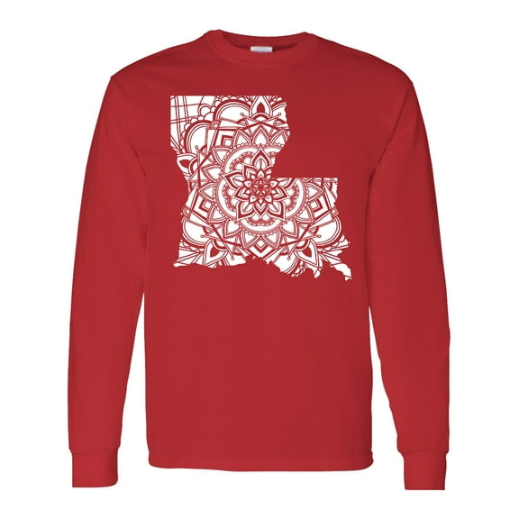 Inktastic Louisiana Silhouette Mandala Long Sleeve T-Shirt