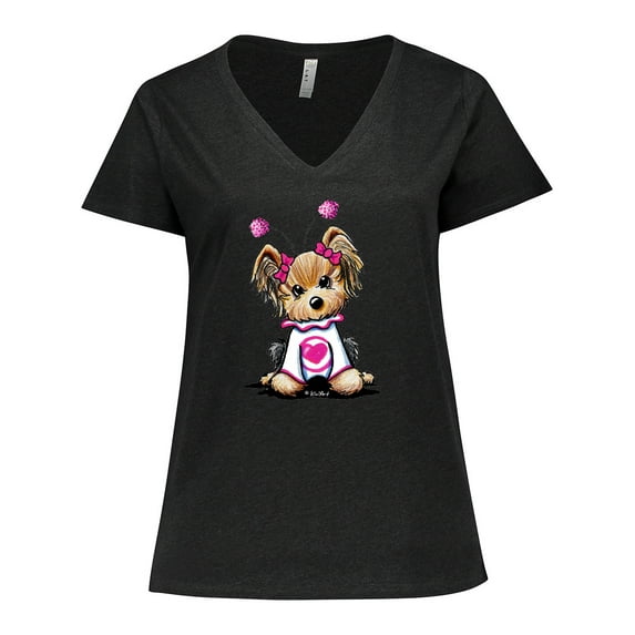 Inktastic Love Bug Yorkie Women's Plus Size V-Neck T-Shirt
