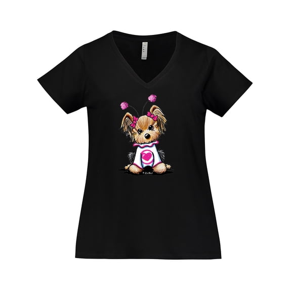 Inktastic Love Bug Yorkie Women's Plus Size V-Neck T-Shirt