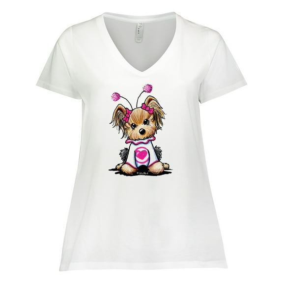 Inktastic Love Bug Yorkie Women's Plus Size V-Neck T-Shirt