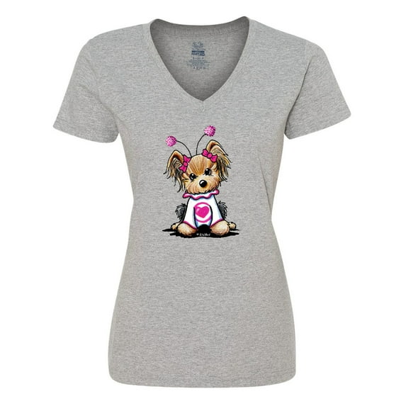 Inktastic Love Bug Yorkie Women's V-Neck T-Shirt