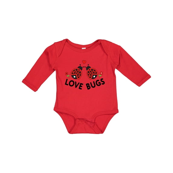 Inktastic Love Bugs Red Ladybugs Valentine's Day Boys or Girls Long Sleeve Baby Bodysuit