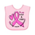 thumbnail image 1 of Inktastic Love, Care, Cure Breast Cancer Awareness Pink Ribbon Boys or Girls Baby Bib, 1 of 4