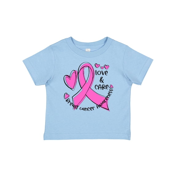 Inktastic Love, Care, Cure Breast Cancer Awareness Pink Ribbon Boys or Girls Baby T-Shirt
