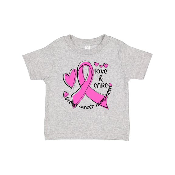 Inktastic Love, Care, Cure Breast Cancer Awareness Pink Ribbon Boys or Girls Baby T-Shirt