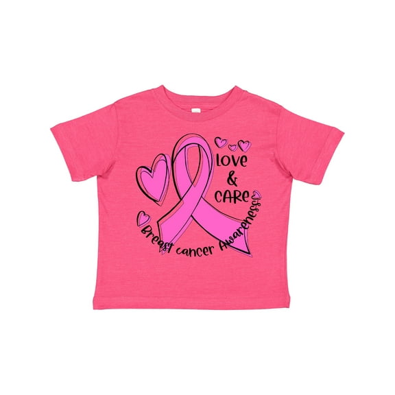 Inktastic Love, Care, Cure Breast Cancer Awareness Pink Ribbon Boys or Girls Toddler T-Shirt