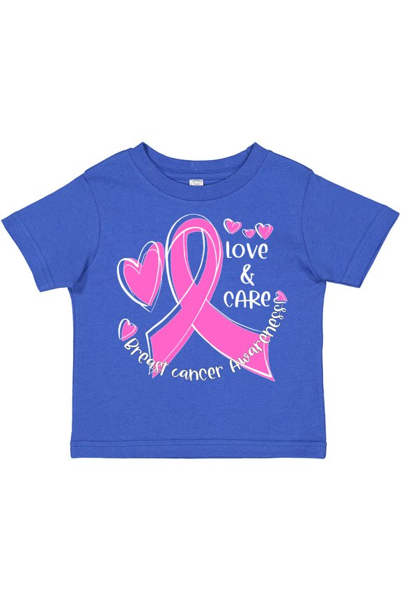 Love, Care, Cure Breast Cancer Awareness Pink Ribbon Boys or Girls Toddler T-Shirt