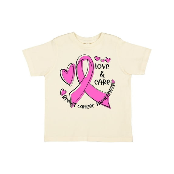 Inktastic Love, Care, Cure Breast Cancer Awareness Pink Ribbon Boys or Girls Toddler T-Shirt