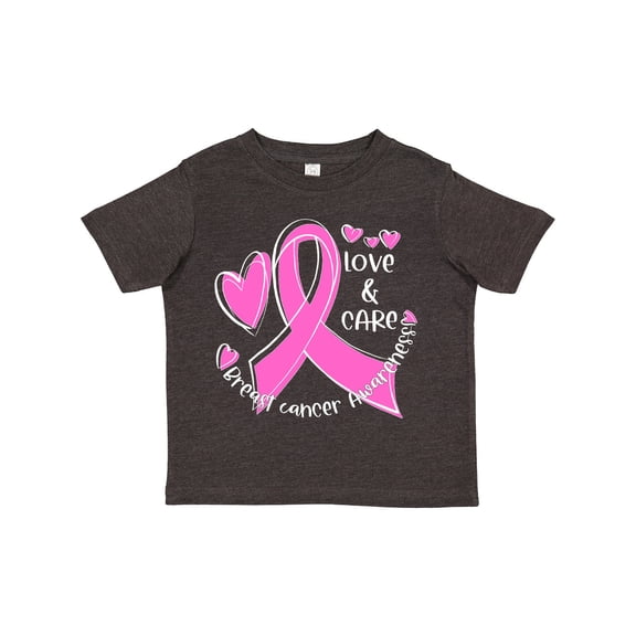 Inktastic Love, Care, Cure Breast Cancer Awareness Pink Ribbon Boys or Girls Toddler T-Shirt