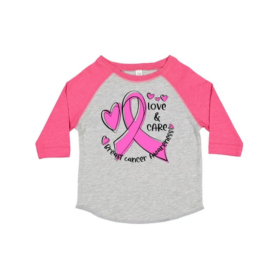 Inktastic Love, Care, Cure Breast Cancer Awareness Pink Ribbon Boys or Girls Toddler T-Shirt