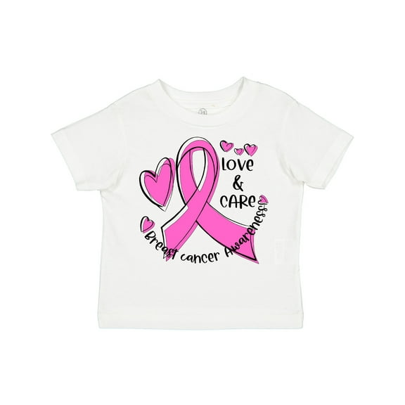 Inktastic Love, Care, Cure Breast Cancer Awareness Pink Ribbon Boys or Girls Toddler T-Shirt